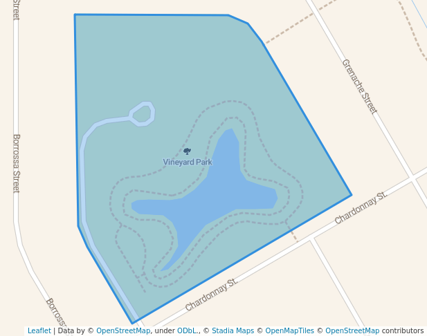 walking in Vineyard Park map in Evans