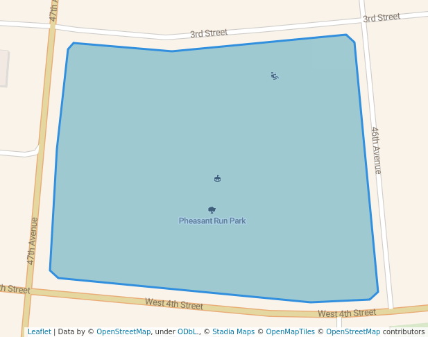 walking in Pheasant Run Park map in Greeley