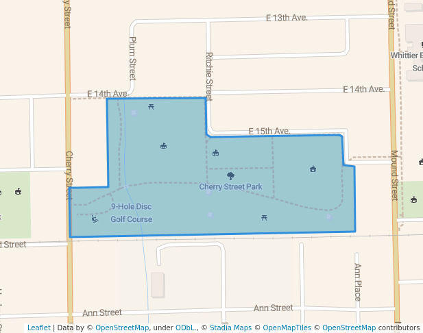 walking in Cherry Street Park map in Winfield