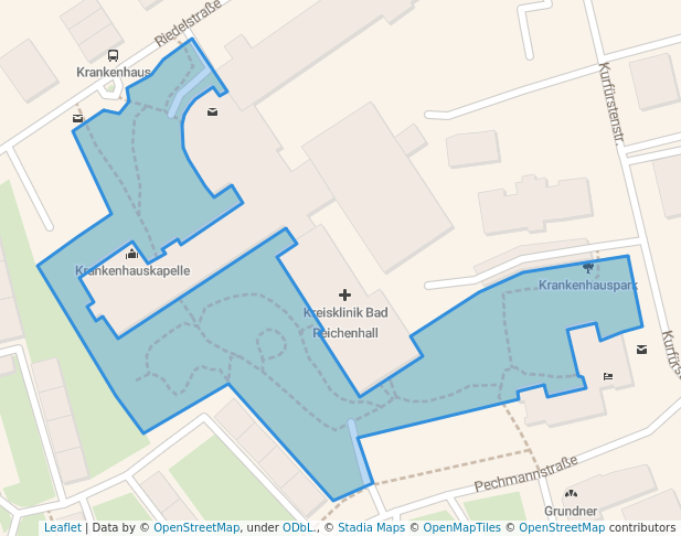walking in Krankenhauspark map in Bad Reichenhall
