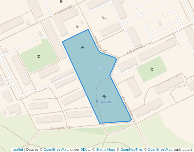 walking in Pelipuisto map in Tampere