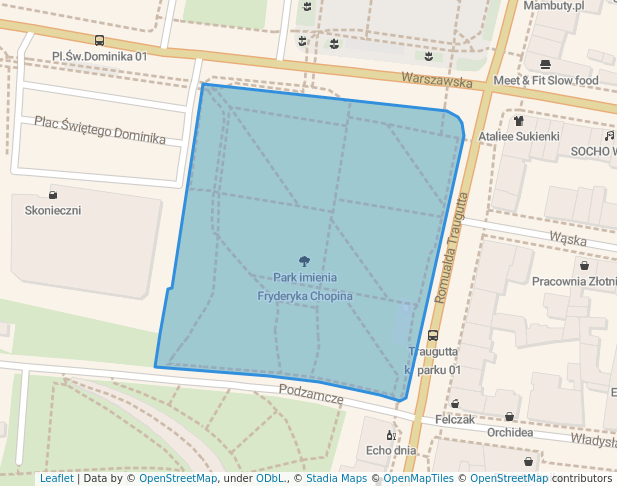 walking in Park imienia Fryderyka Chopina map in Sochaczew