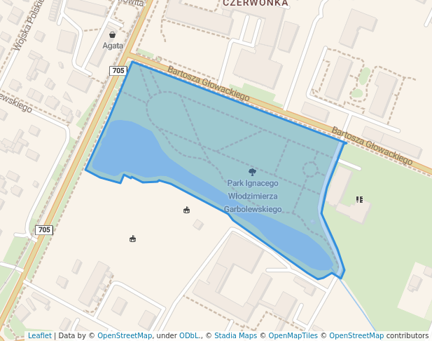 walking in Park Ignacego Włodzimierza Garbolewskiego map in Sochaczew