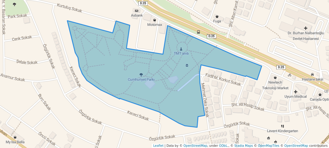 walking in Cumhuriyet Parkı map in Gönyeli