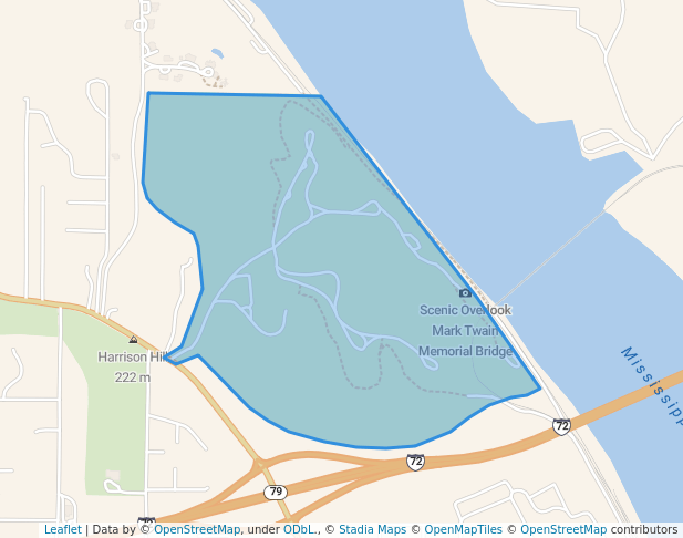 walking in Riverview Park map in Hannibal