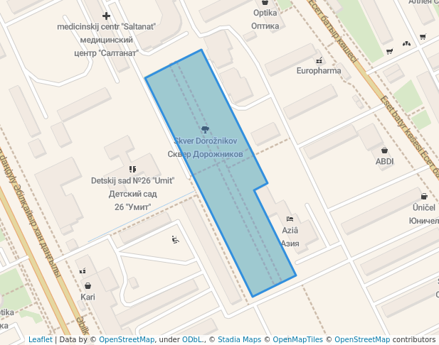 walking in Сквер Дорожников map in Aktobe