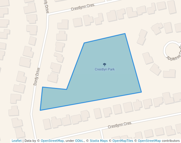 walking in Crestlyn Park map in Simcoe