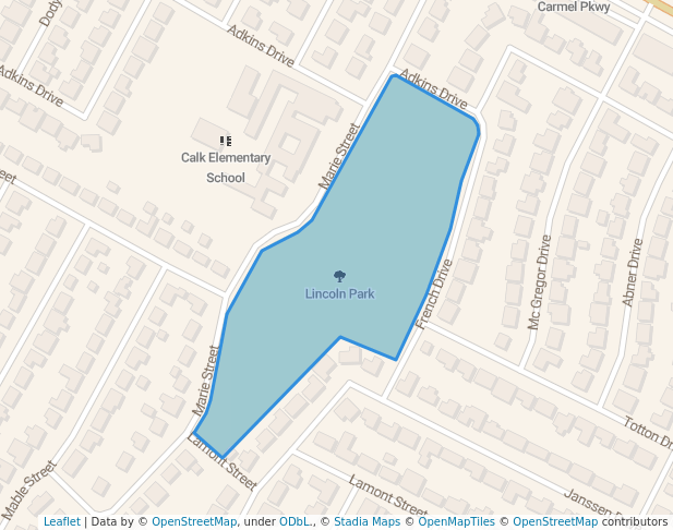 walking in Lincoln Park map in Corpus Christi