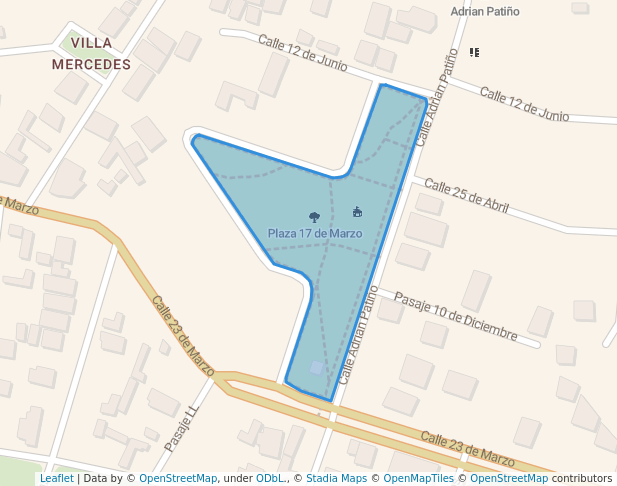 walking in Plaza 17 de Marzo map in Cochabamba