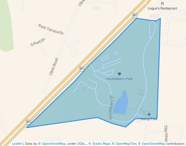 walking in Huckleberry Park map in Hannibal