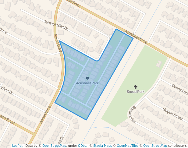 walking in Acushnet Park map in Corpus Christi