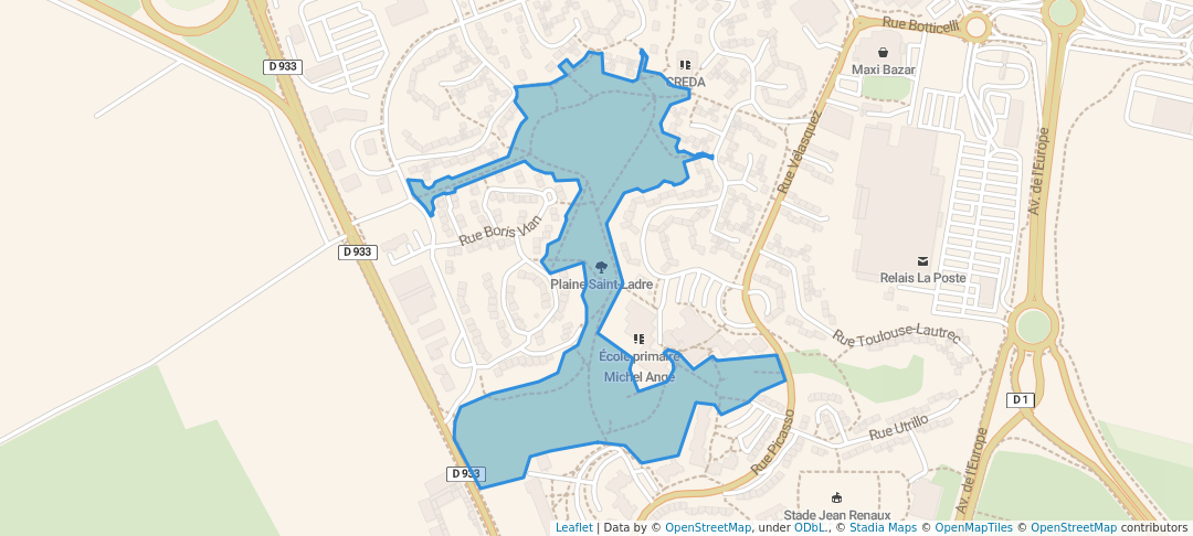 walking in Plaine Saint-Ladre map in Amiens