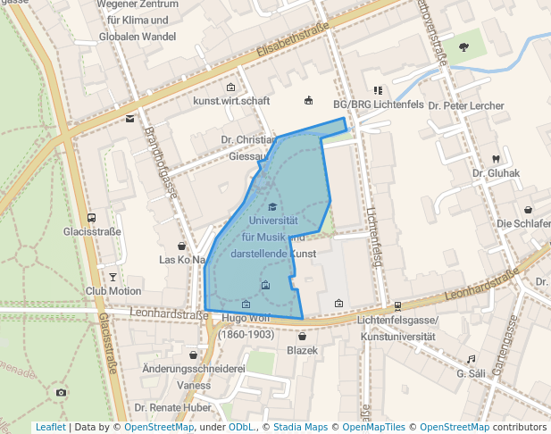 walking in Meranpark map in Graz