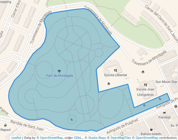 walking in Parc de Montigalà map in Badalona