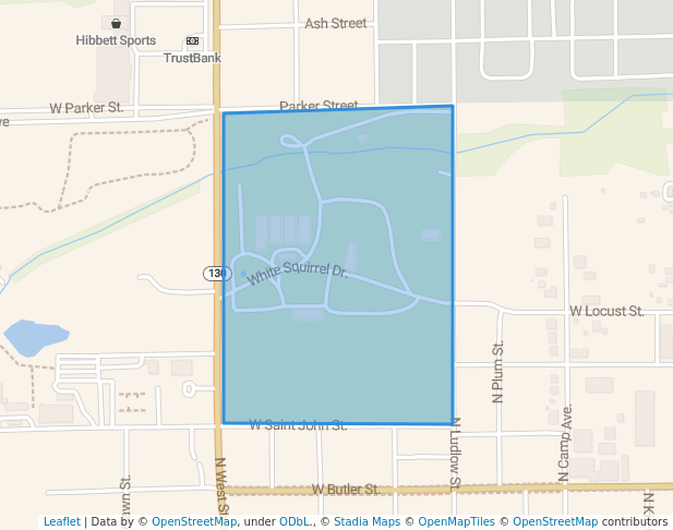 walking in Olney City Park map in Olney