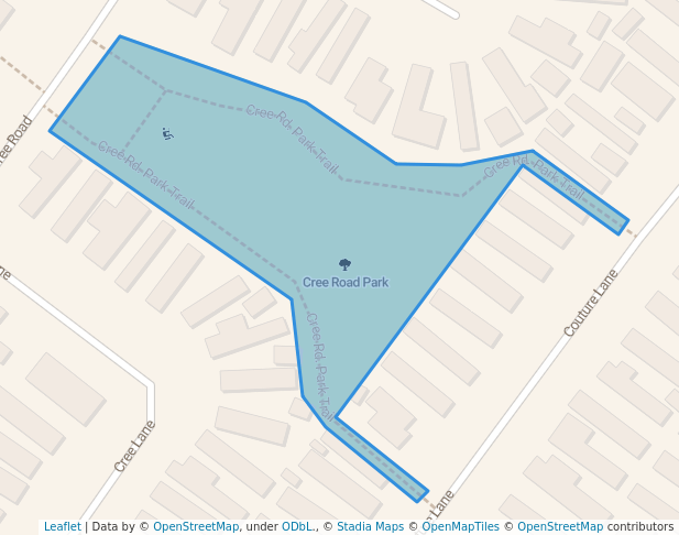 walking in Cree Road Park map in Fort McMurray