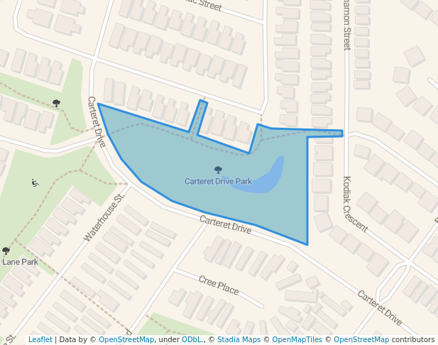 walking in Carteret Drive Park map in Fort McMurray