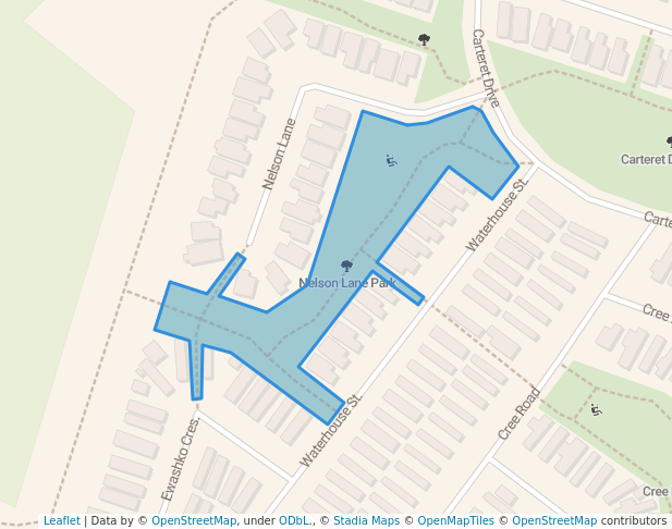 walking in Nelson Lane Park map in Fort McMurray