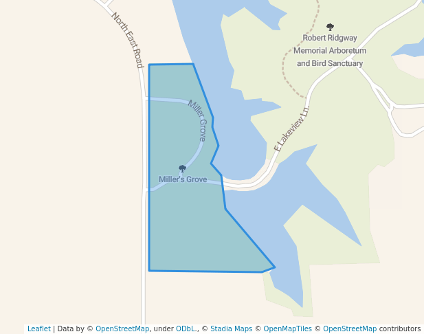 walking in Miller's Grove map in Olney