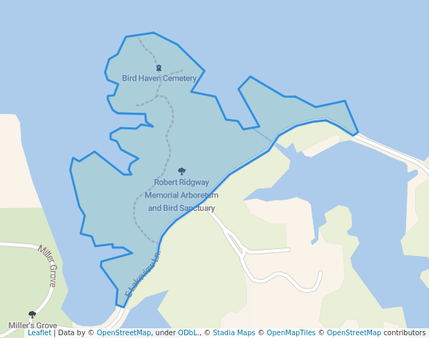 walking in Robert Ridgway Memorial Arboretum and Bird Sanctuary map in Olney