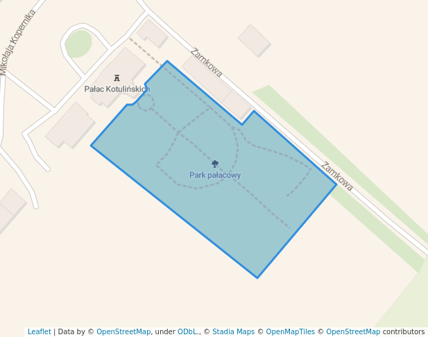 walking in Park pałacowy map in Czechowice-Dziedzice