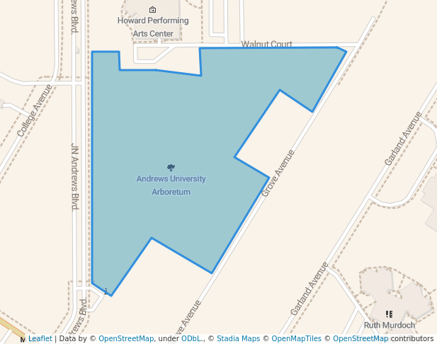 walking in Andrews University Arboretum map in Berrien Springs