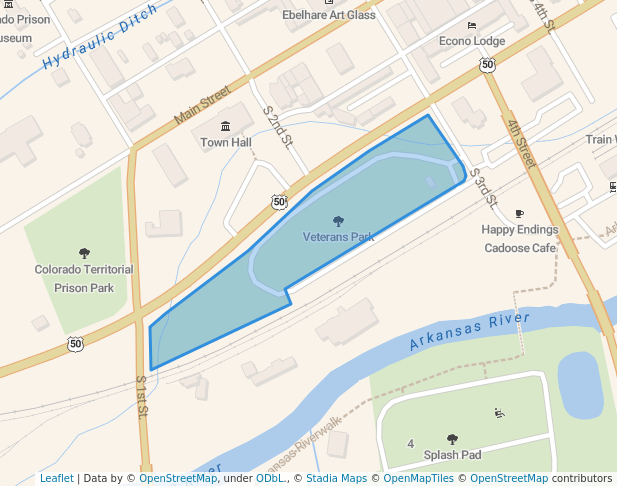 walking in Veterans Park map in Cañon City