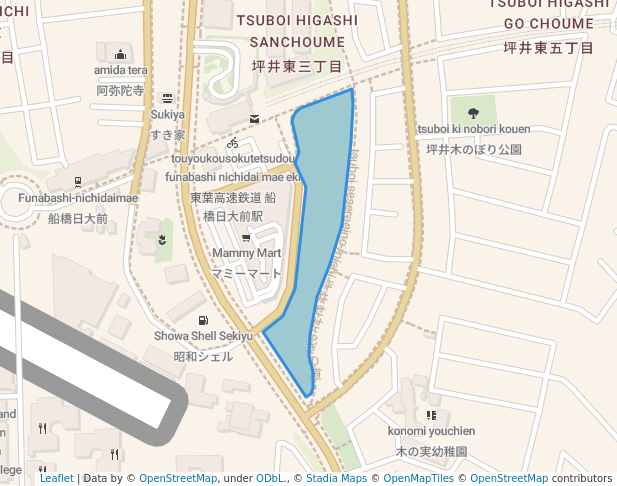 walking in 坪井町1号緑地 map in Funabashi