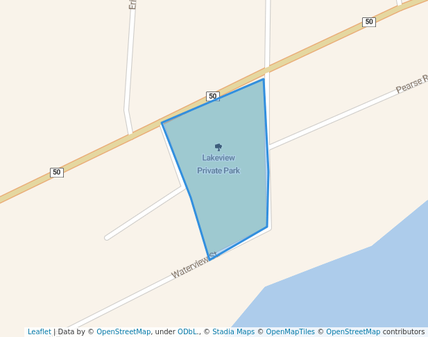 walking in Lakeview Private Park map in Kingsville