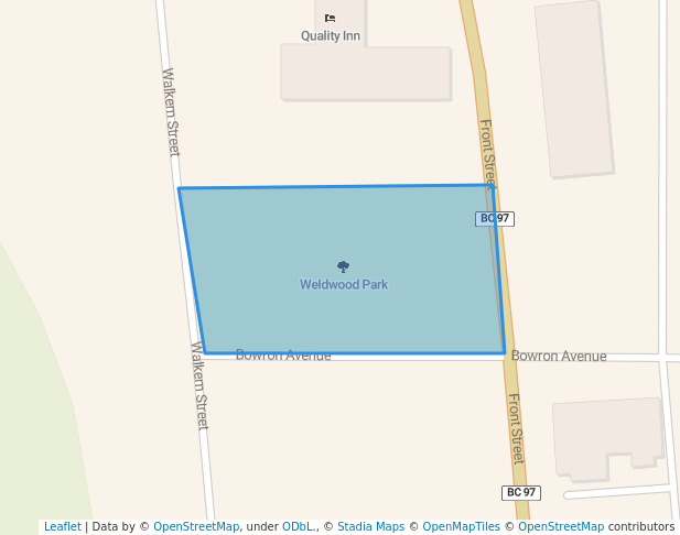 walking in Weldwood Park map in Quesnel