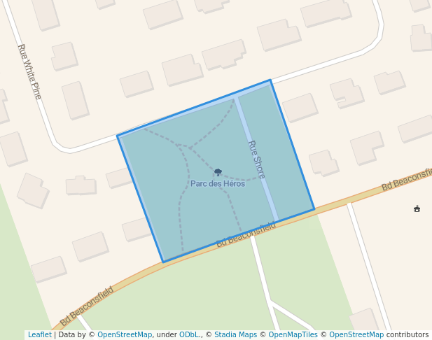 walking in Parc des Héros map in Beaconsfield