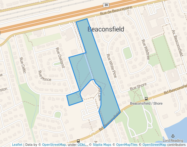 walking in Parc Beaconsfield map in Beaconsfield