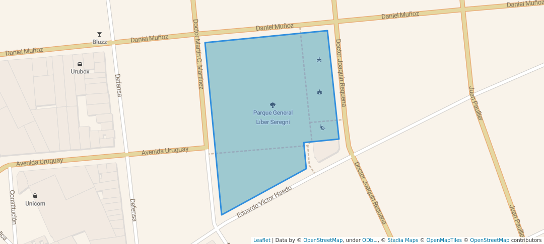walking in Parque General Líber Seregni map in Montevideo