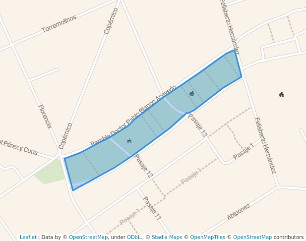 walking in Plaza Alba Roballo map in Montevideo