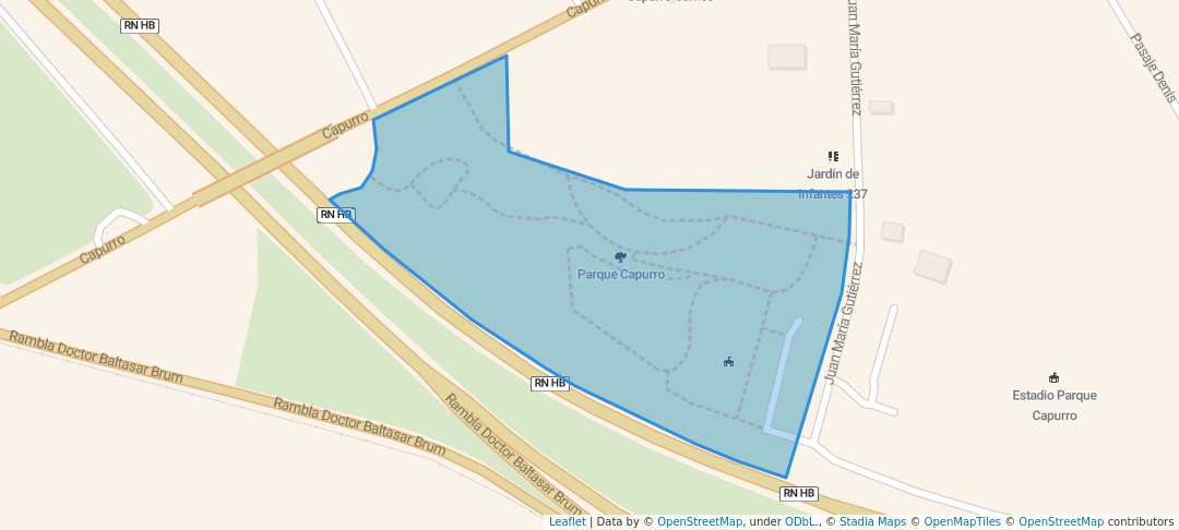 walking in Parque Capurro map in Montevideo