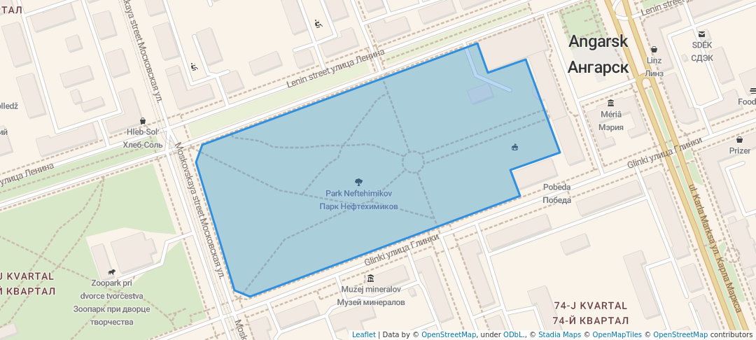 walking in Парк Нефтехимиков map in Angarsk