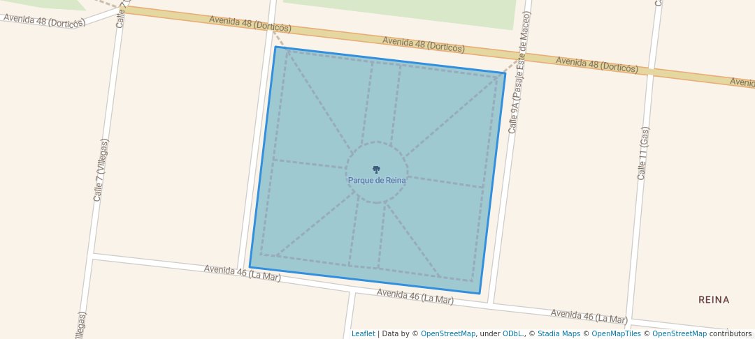 walking in Parque de Reina map in Cienfuegos