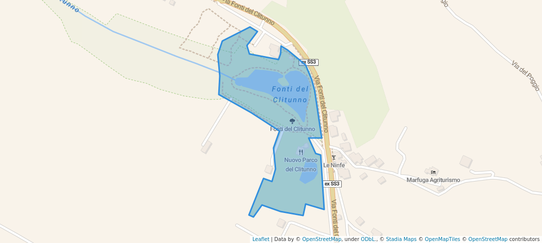 walking in Fonti del Clitunno map in Campello Sul Clitunno