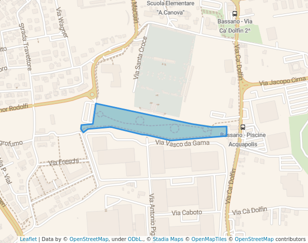 walking in Parco Giovanni Paolo II map in Bassano del Grappa