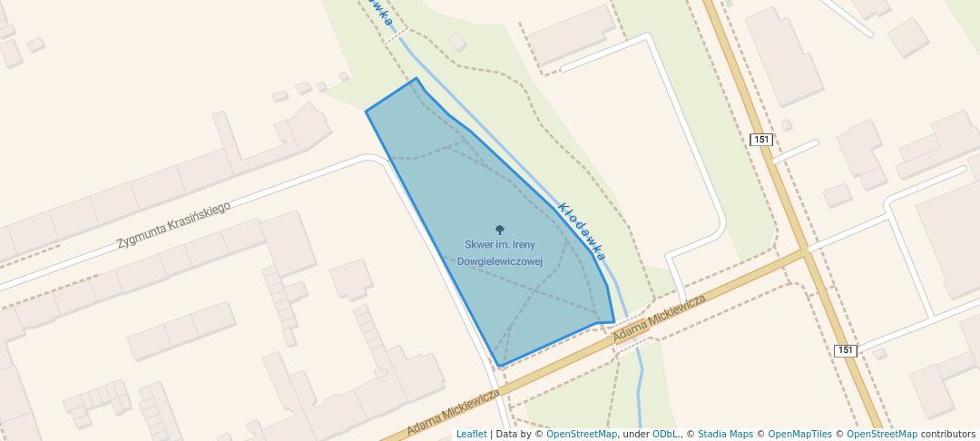 walking in Skwer im. Ireny Dowgielewiczowej map in Gorzów Wielkopolski