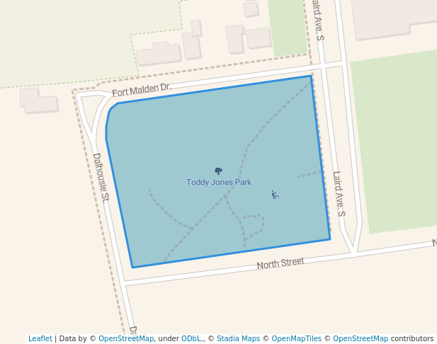 walking in Toddy Jones Park map in Amherstburg