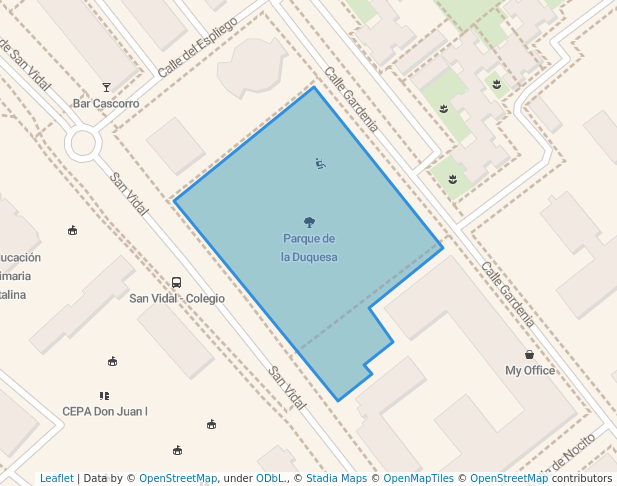 walking in Parque de la Duquesa map in Alcalá de Henares