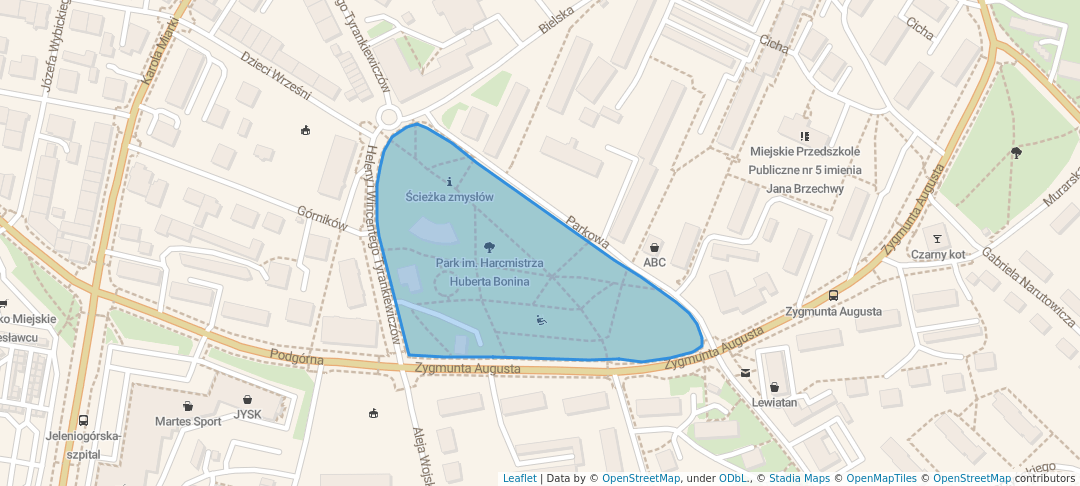 walking in Park im. Harcmistrza Huberta Bonina map in Bolesławiec