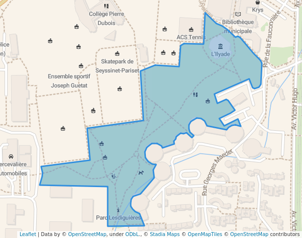 walking in Parc Lesdiguières map in Seyssinet-Pariset