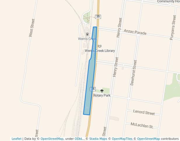 walking in Junction Park map in Werris Creek