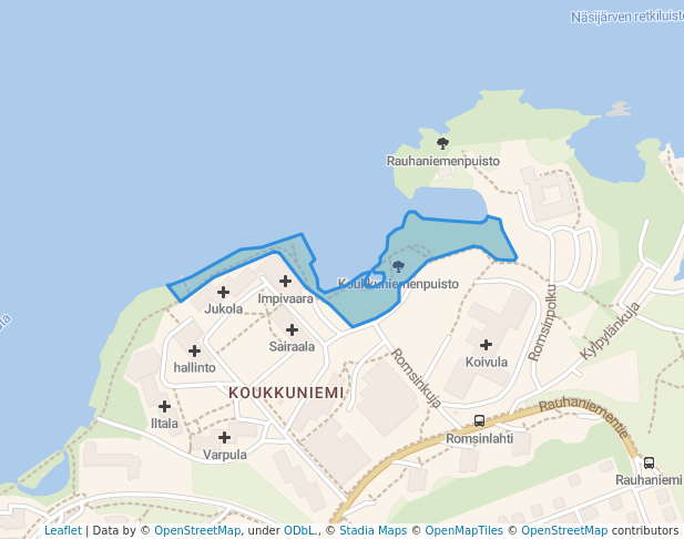 walking in Koukkuniemenpuisto map in Tampere