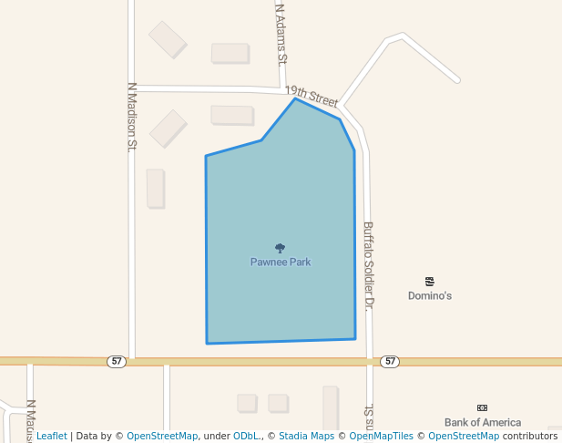 walking in Pawnee Park map in Junction City