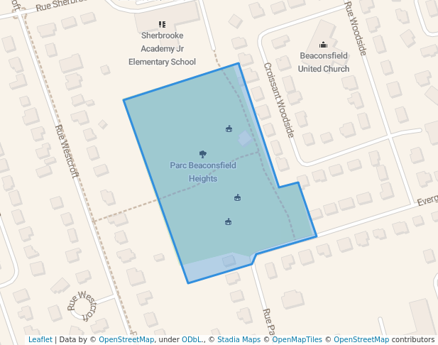 walking in Parc Beaconsfield Heights map in Beaconsfield