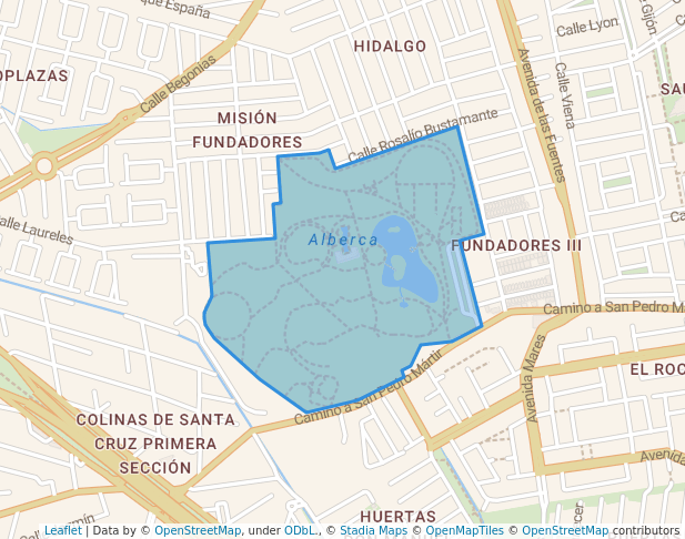 walking in Parque Alfalfares map in Santiago de Querétaro