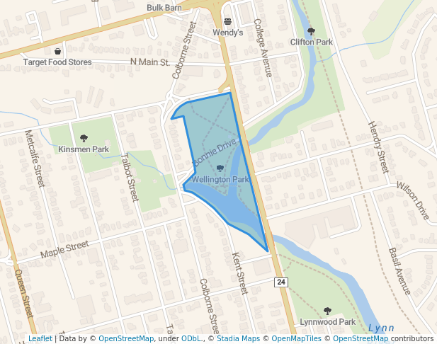 walking in Wellington Park map in Simcoe